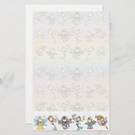 Adorry Fairy Mermaid Angel Stationary Briefpapier (Vorne/Hinten)