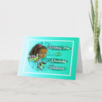Adortable African American Girl Birthday Card