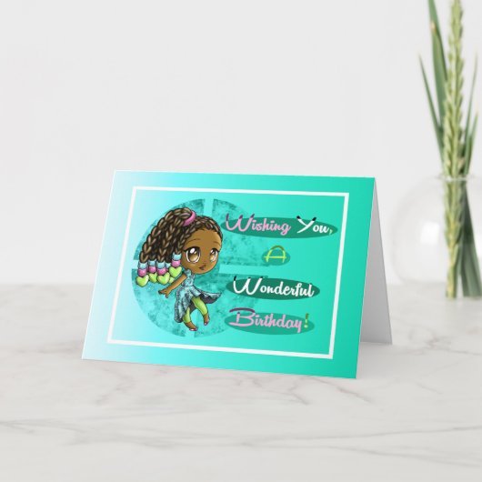 Adortable African American Girl Birthday Card Karte (Vorderseite)