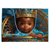 Adortable African Prince Royal Baby Shower/Birthda Große Geschenktüte (Rückseite)