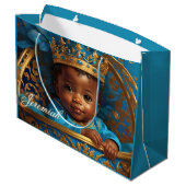 Adortable African Prince Royal Baby Shower/Birthda Große Geschenktüte (Rückseite Schrägansicht)