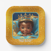 Adortable African Prince Royal Baby Shower/Birthda Pappteller (Vorderseite)