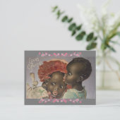 Adortable afroamerikanische Kinder Vintag Valentin Postkarte (Stehend Vorderseite)