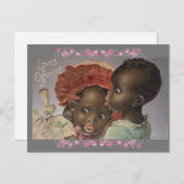 Adortable afroamerikanische Kinder Vintag Valentin Postkarte (Vorne/Hinten)