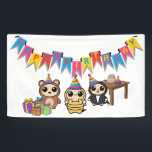 Adortable Animal Birthday Banner | Eigene Kids-Tei<br><div class="desc">Machen Sie Ihrem Kind mit diesem bezaubernden Tier-Geburtstagsbanner einen besonderen Geburtstag! Mit einer fröhlichen Hummel, einer spielerischen Katze und einem freundlichen Bären, die alle festliche Party-Hüte tragen, verleiht dieses Banner dem Fest eine lustige und skurrile Touch. Das farbenfrohe Design umfasst Geschenke, Konfetti und eine kühne "Happy Birthday"-Nachricht, die sich perfekt...</div>