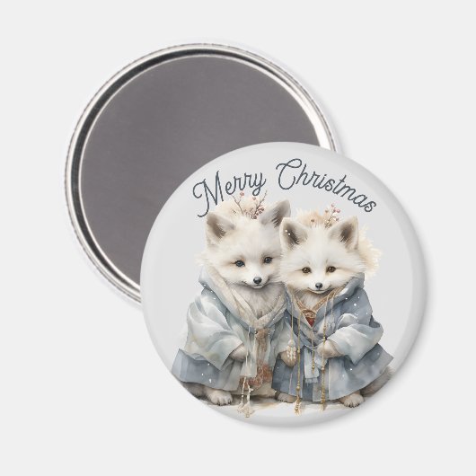 Adortable Artic Fox Holiday Magnet (Vorderseite/Rückseite)