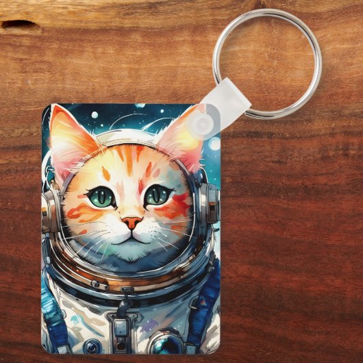 Adortable Astronaut Cat Schlüsselanhänger (Rückseite)