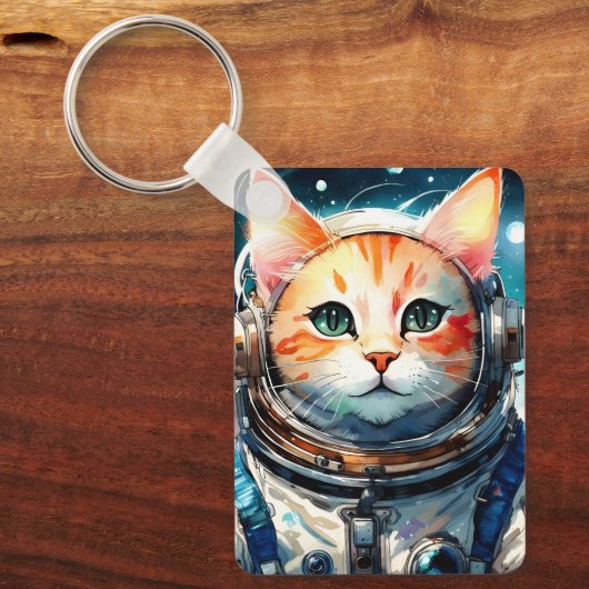 Adortable Astronaut Cat Schlüsselanhänger (Vorderseite)