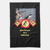 Adortable Atlantic Puffin Cartoon Monogram Foto Geschirrtuch (Vertikal)