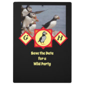Adortable Atlantic Puffin Cartoon Monogram Foto Klemmbrett (Rückseite)