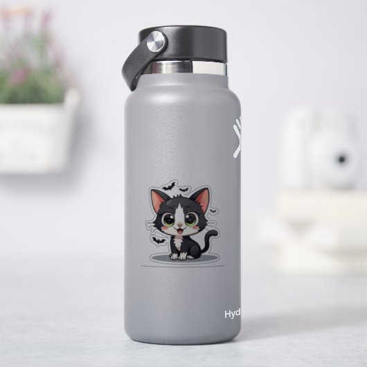 Adortable B&W Kitten - Halloween Art Aufkleber (HydroFlask)