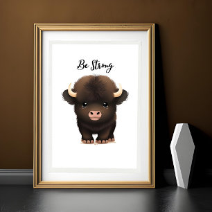 Adortable Baby Buffalo Wand Printwerbung für Kinde Poster
