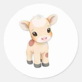Adortable Baby Cow Calf Sticker Aquarell Print