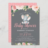 Adortable Baby Elefant Rosa Blütendusche
