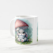Adortable Baby Kaninchen unter Pilzschirm Kaffeetasse (Vorderseite Links)