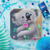 Adortable Baby Koala Bär mit Blume Pappteller (Party)