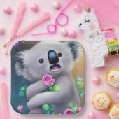 Adortable Baby Koala Bär mit Blume Pappteller (Party)