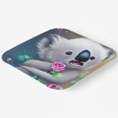 Adortable Baby Koala Bär mit Blume Pappteller (Gewinkelt)