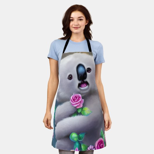 Adortable Baby Koala Bär mit Blume Schürze (Getragen)