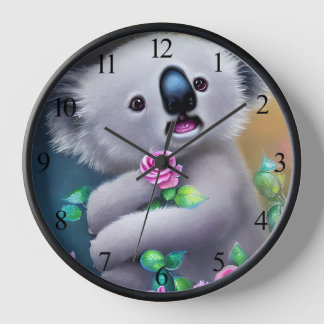 Adortable Baby Koala Bär mit Blume Uhr