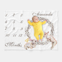 Adortable Baby Lambs Cotton Wreath Meilenstein