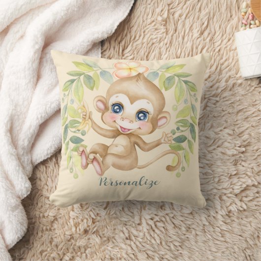 Adortable Baby Monkey Niedlich Jungle Animal Kissen (Decke)