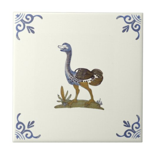 Adortable Baby Ostrich Bird Repro Antique Delft Fliese (Vorderseite)