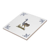 Adortable Baby Ostrich Delft Repro auf weißem Tile Fliese (Seite)