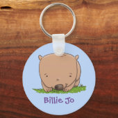 Adortable Baby Wombat Cartoon Illustration Schlüsselanhänger (Vorderseite)