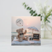 Adortable Bären und Beachside Pregnancy Ankündigun Einladung (Stehend Vorderseite)