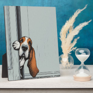 Adortable Basset Hund Hund Kunst, Dichtung und Mus Fotoplatte