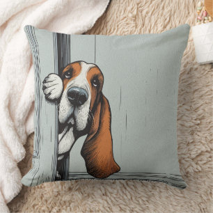 Adortable Basset Hund Hund Kunst, Dichtung und Mus Kissen