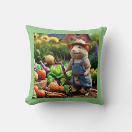 Adortable Bauer Mouse in Garden Throw Kissen