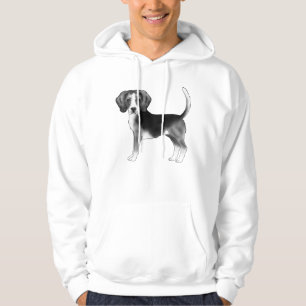 Adortable Beagle Hund Zeichnend in Schwarz und Wei Hoodie