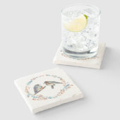 Adortable Bluebird Couple Art Steinuntersetzer (Seitenansicht)