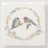 Adortable Bluebird Couple Art Steinuntersetzer (Vorderseite)