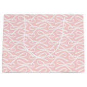 Adortable Bow Muster Pink White Gift Bag Große Geschenktüte (Vorderseite)