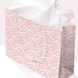 Adortable Bow Muster Pink White Gift Bag Große Geschenktüte