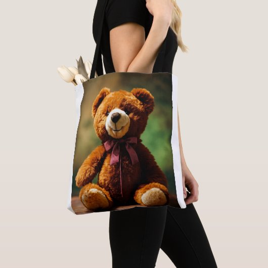 Adortable Brown Teddy Bär mit Bow Krawatte Tasche (Von Nahem)
