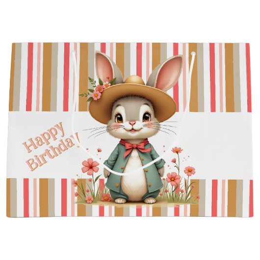 Adortable Bunny Birthday Bag Große Geschenktüte (Vorderseite)