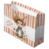 Adortable Bunny Birthday Bag Große Geschenktüte (Vorderseite Schrägansicht)