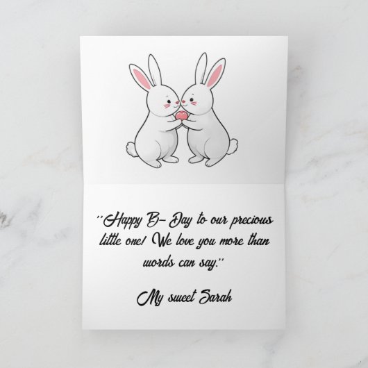 Adortable Bunny Birthday Card Dankeskarte (Innenseite)