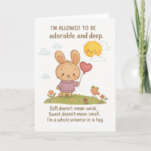 Adortable Bunny mit Herzballon Ermutigung Karte