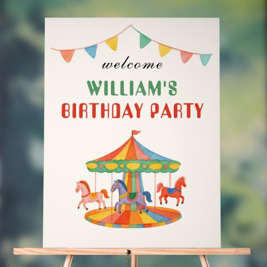 Adortable Carousel Geburtstag Acrylschild (Neutral)
