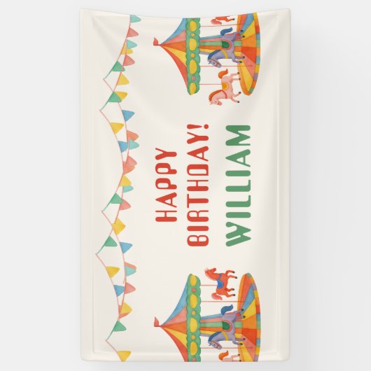 Adortable Carousel Geburtstag Banner (Vertikal)