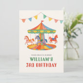 Adortable Carousel Geburtstag Einladung (Stehend Vorderseite)