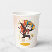 Adortable Cartoon Affe mit Büchern | Fun School Pappbecher (Rückseite)