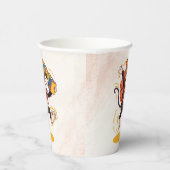 Adortable Cartoon Affe mit Büchern | Fun School Pappbecher (Rechts)