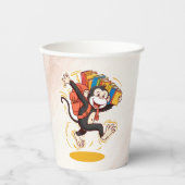 Adortable Cartoon Affe mit Büchern | Fun School Pappbecher (Vorderseite)