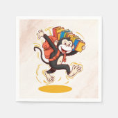 Adortable Cartoon Affe mit Büchern | Fun School Serviette (Vorderseite)